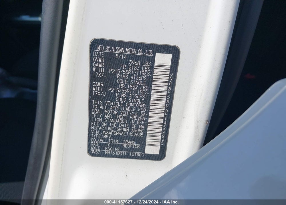2014 NISSAN JUKE VIN: JN8AF5MR6ET452635