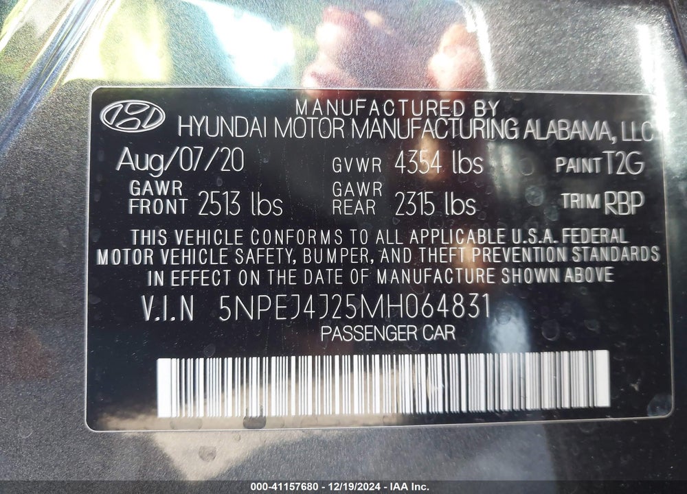 2021 HYUNDAI SONATA SEL PLUS VIN: 5NPEJ4J25MH064831