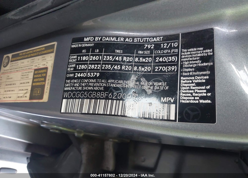 2011 MERCEDES-BENZ GLK 350 VIN: WDCGG5GB8BF620099