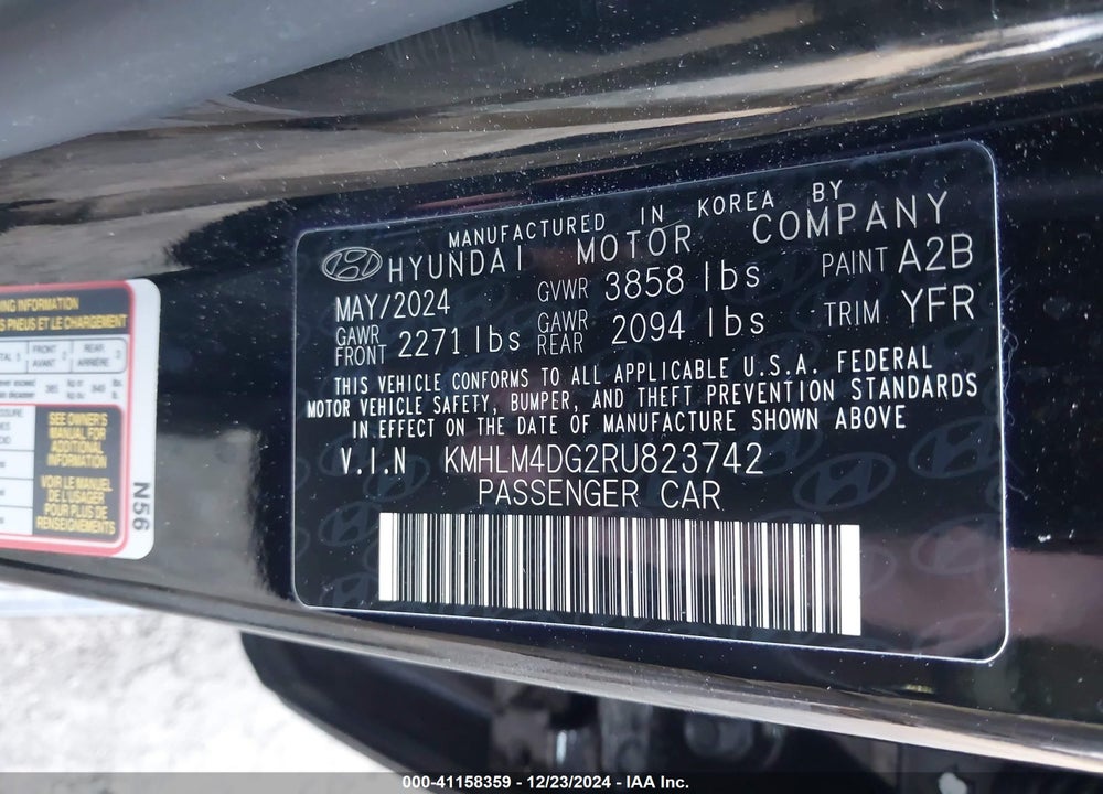 2024 HYUNDAI ELANTRA SEL VIN: KMHLM4DG2RU823742