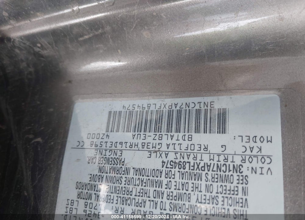 2015 NISSAN VERSA 1.6 SV VIN: 3N1CN7APXFL894574