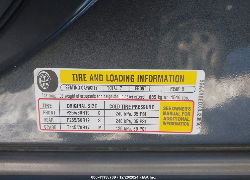 2011 BUICK ENCLAVE 1XL VIN: 5GAKRBEDXBJ236501