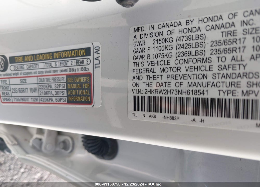 2022 HONDA CR-V AWD SPECIAL EDITION VIN: 2HKRW2H73NH618541