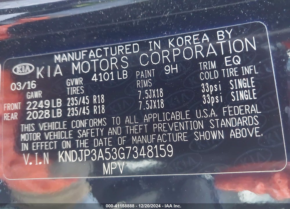 2016 KIA SOUL VIN: KNDJP3A53G7348159