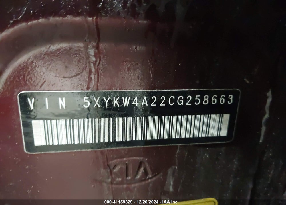 2012 KIA SORENTO SX V6 VIN: 5XYKW4A22CG258663