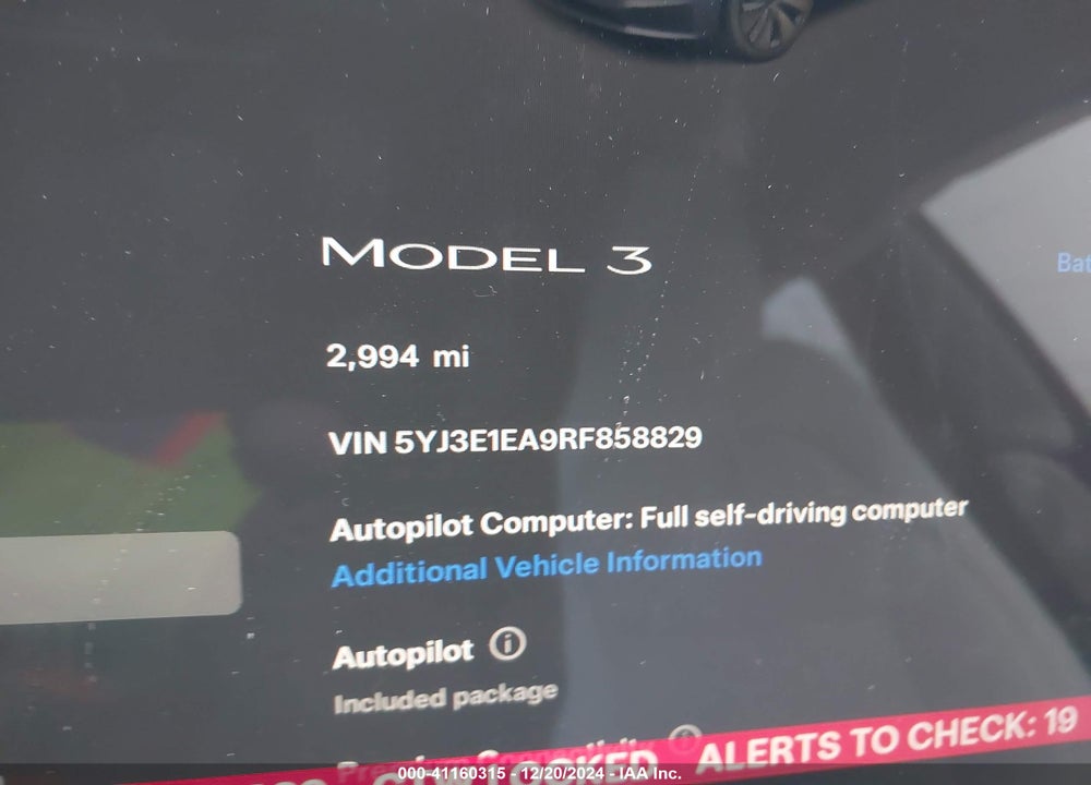 2024 TESLA MODEL 3 VIN: 5YJ3E1EA9RF858829