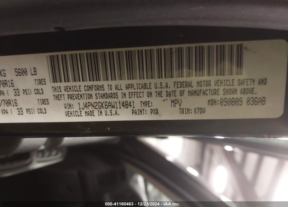 2010 JEEP LIBERTY SPORT VIN: 1J4PN2GK6AW114841