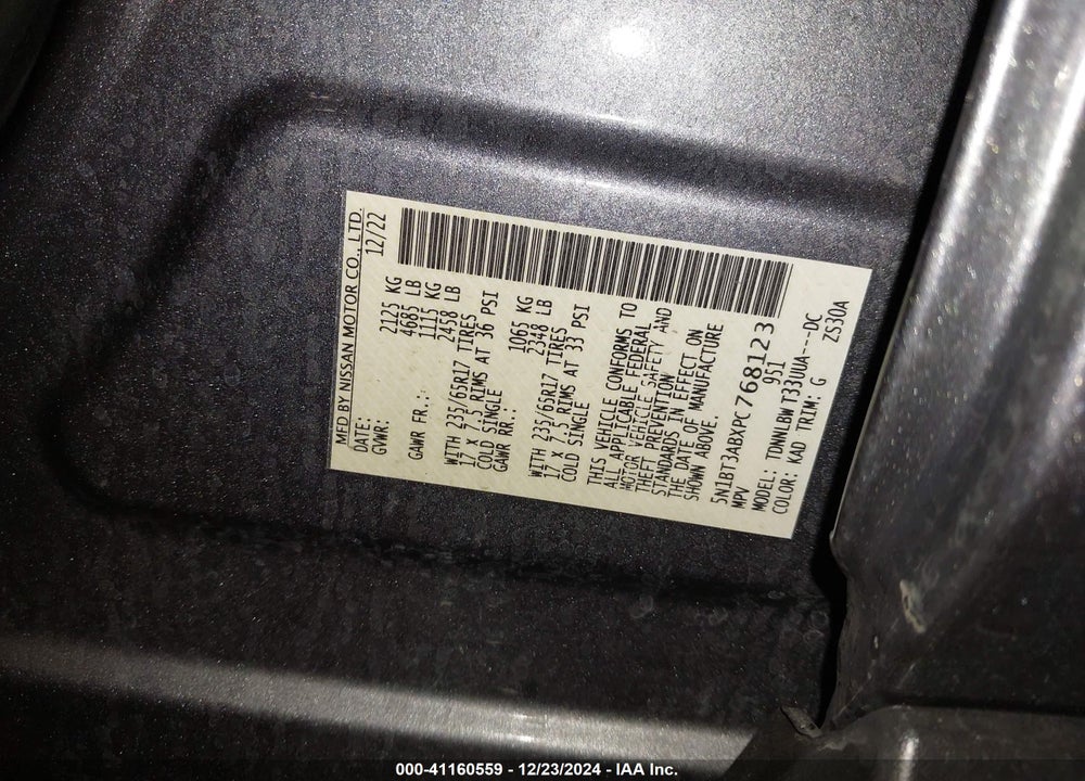 2023 NISSAN ROGUE VIN: 5N1BT3ABXPC768123