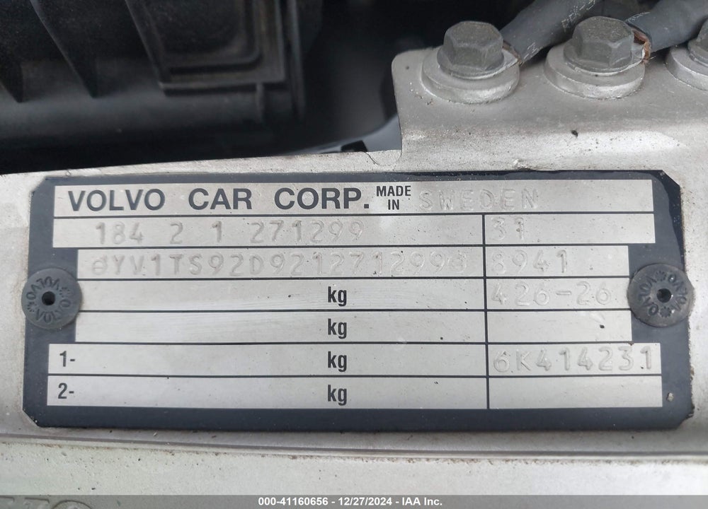 2002 VOLVO S80 2.9 VIN: YV1TS92D921271299