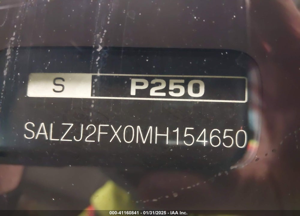 2021 LAND ROVER RANGE ROVER EVOQUE VIN: SALZJ2FX0MH154650