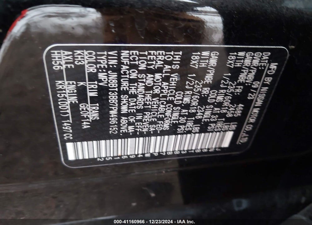 2023 NISSAN ROGUE VIN: JN8BT3BB7PW496152