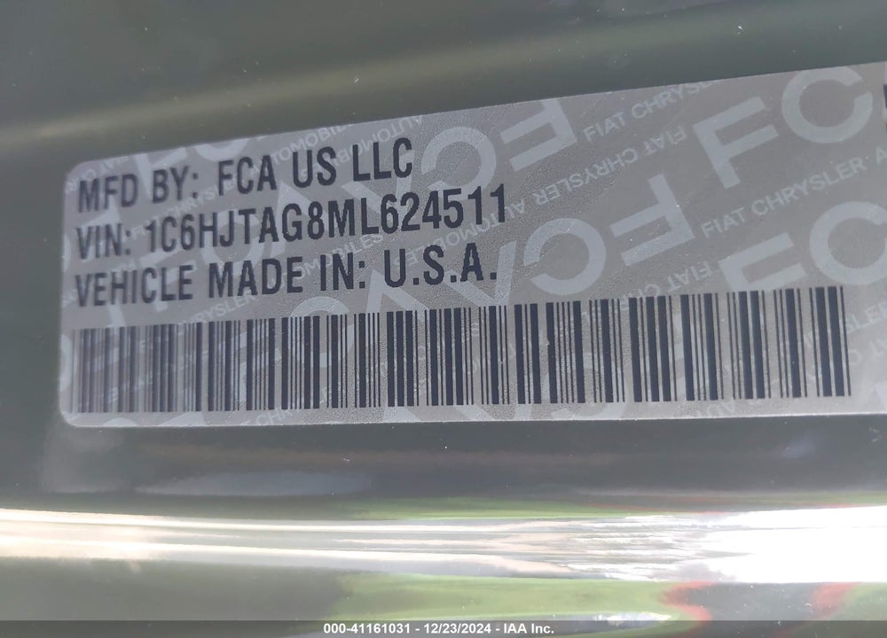 2021 JEEP GLADIATOR SPORT S 4X4 VIN: 1C6HJTAG8ML624511