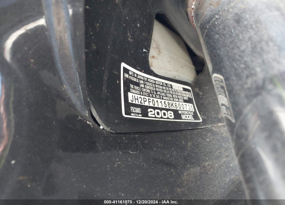 2008 HONDA FSC600 D VIN: JH2PF01158K600735