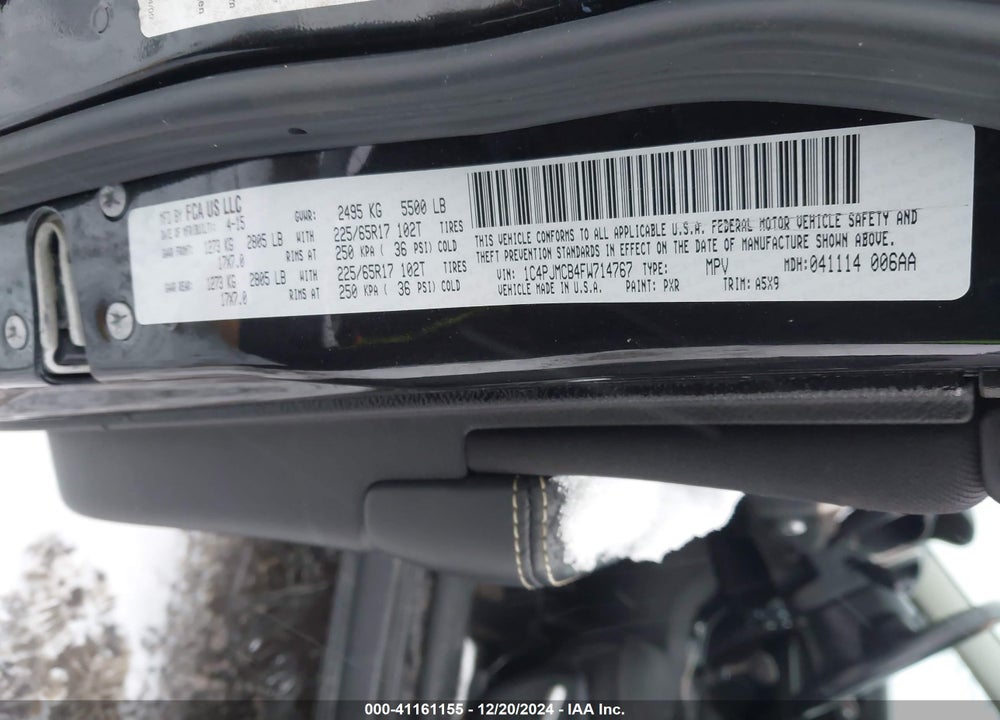 2015 JEEP CHEROKEE LATITUDE VIN: 1C4PJMCB4FW714767