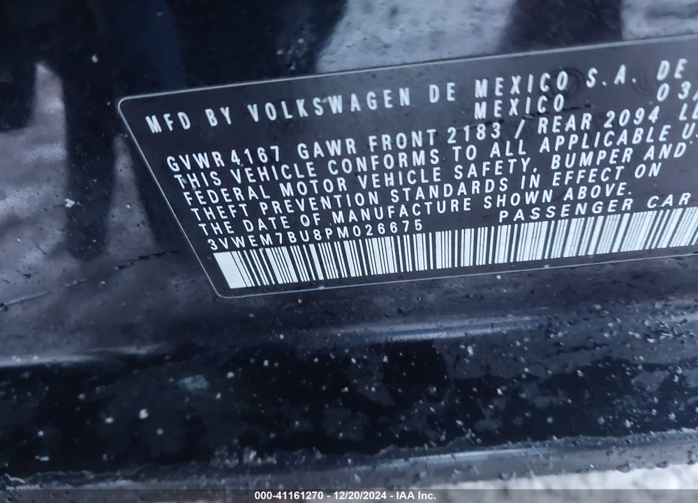 2023 VOLKSWAGEN JETTA VIN: 3VWEM7BU8PM026675