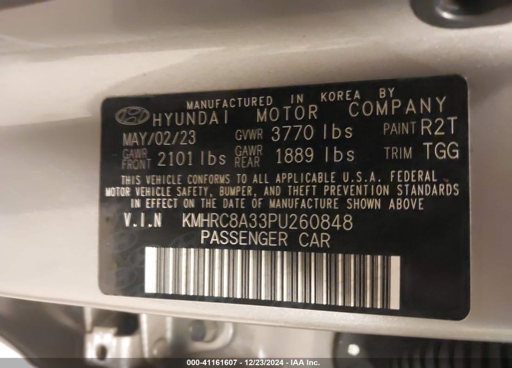 2023 HYUNDAI VENUE SEL VIN: KMHRC8A33PU260848