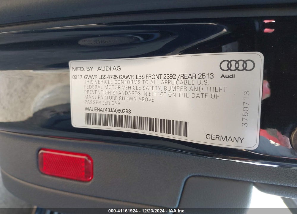 2018 AUDI A4 2.0T PREMIUM/2.0T TECH PREMIUM VIN: WAUENAF48JA060298