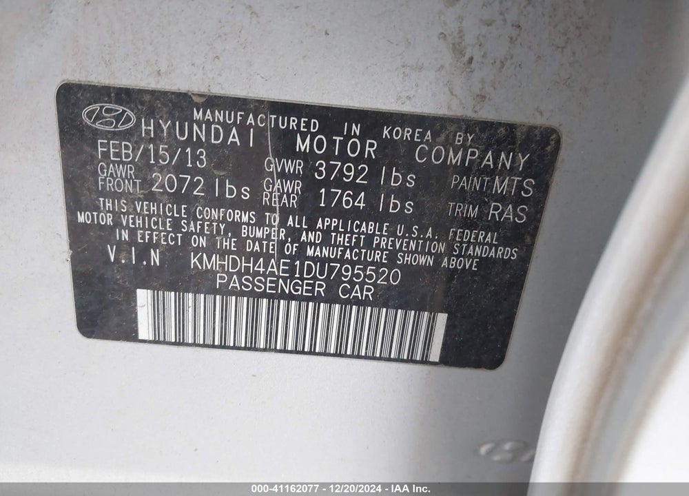 2013 HYUNDAI ELANTRA GLS VIN: KMHDH4AE1DU795520