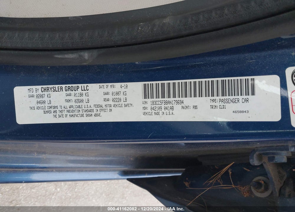 2010 DODGE AVENGER R/T VIN: 1B3CC5FB8AN179694