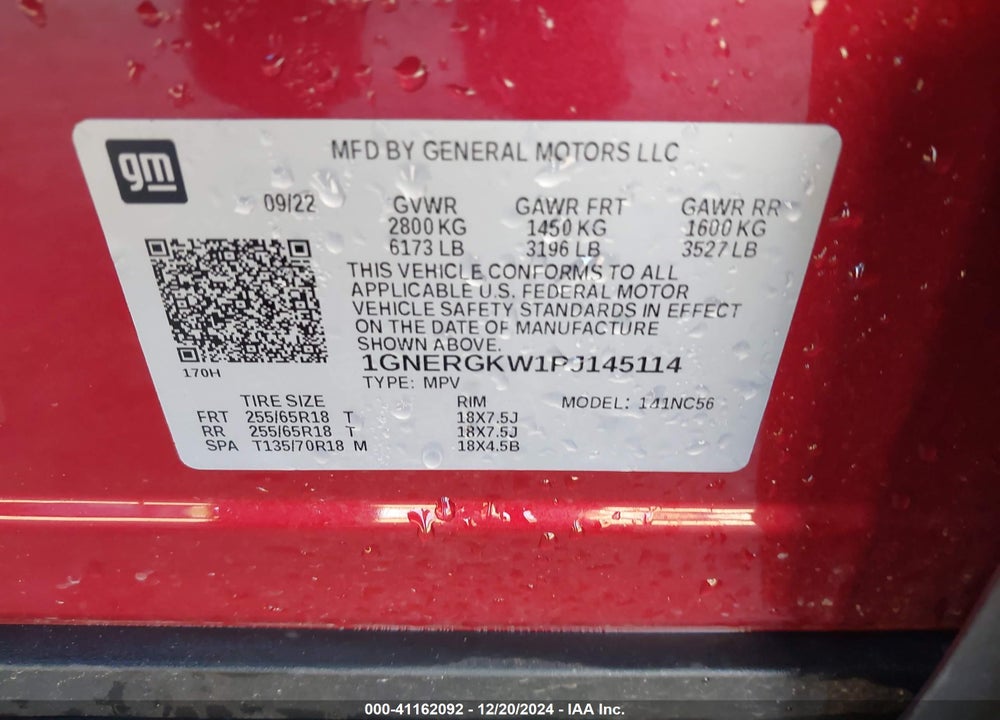 2023 CHEVROLET TRAVERSE FWD LT CLOTH VIN: 1GNERGKW1PJ145114