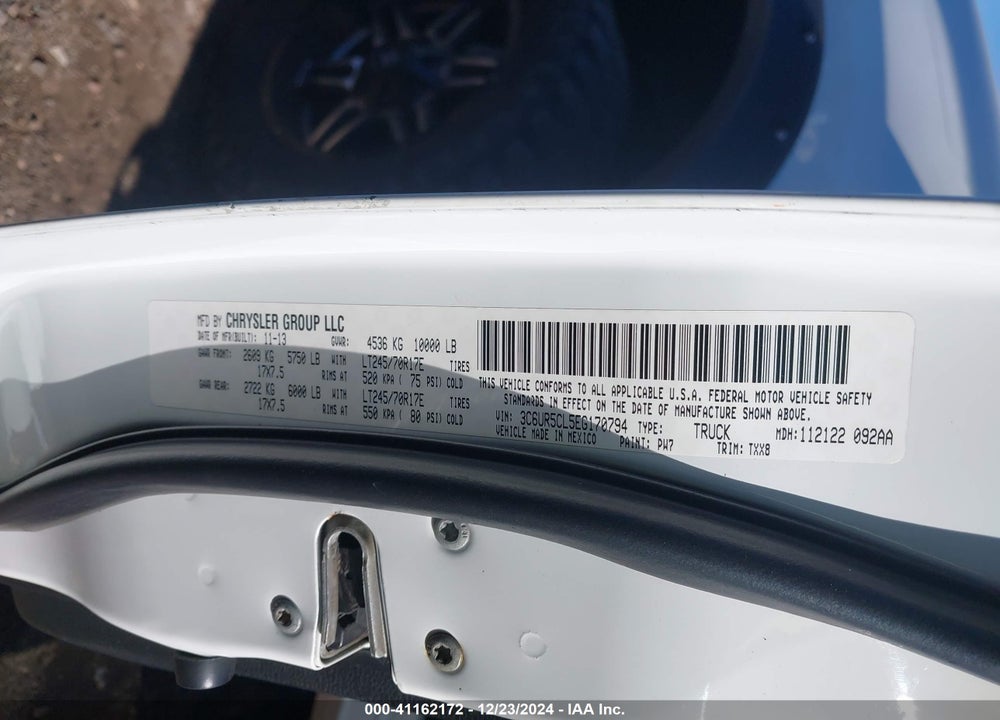 2014 RAM 2500 VIN: 3C6UR5CL5EG170794