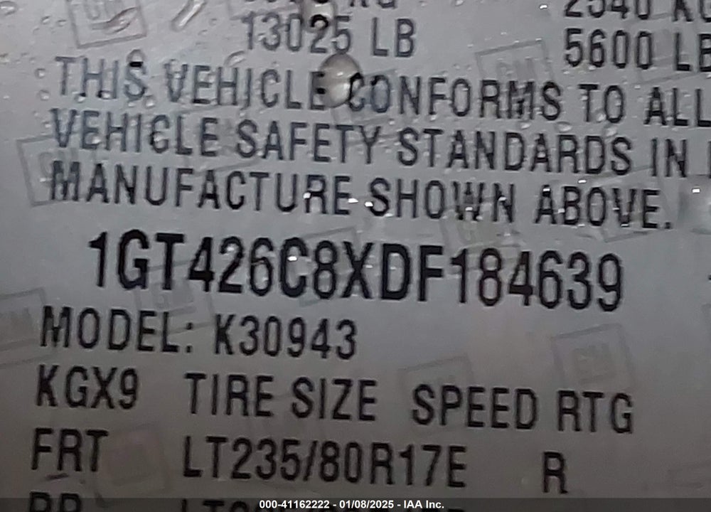 2013 GMC SIERRA 3500HD DENALI VIN: 1GT426C8XDF184639