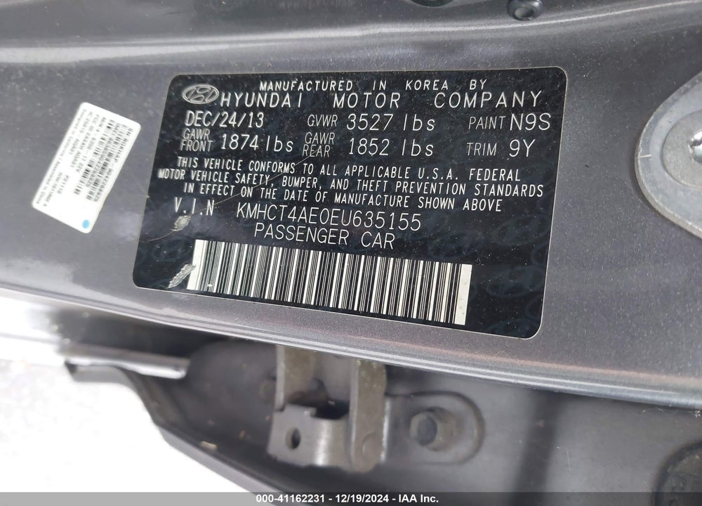 2014 HYUNDAI ACCENT GLS VIN: KMHCT4AE0EU635155