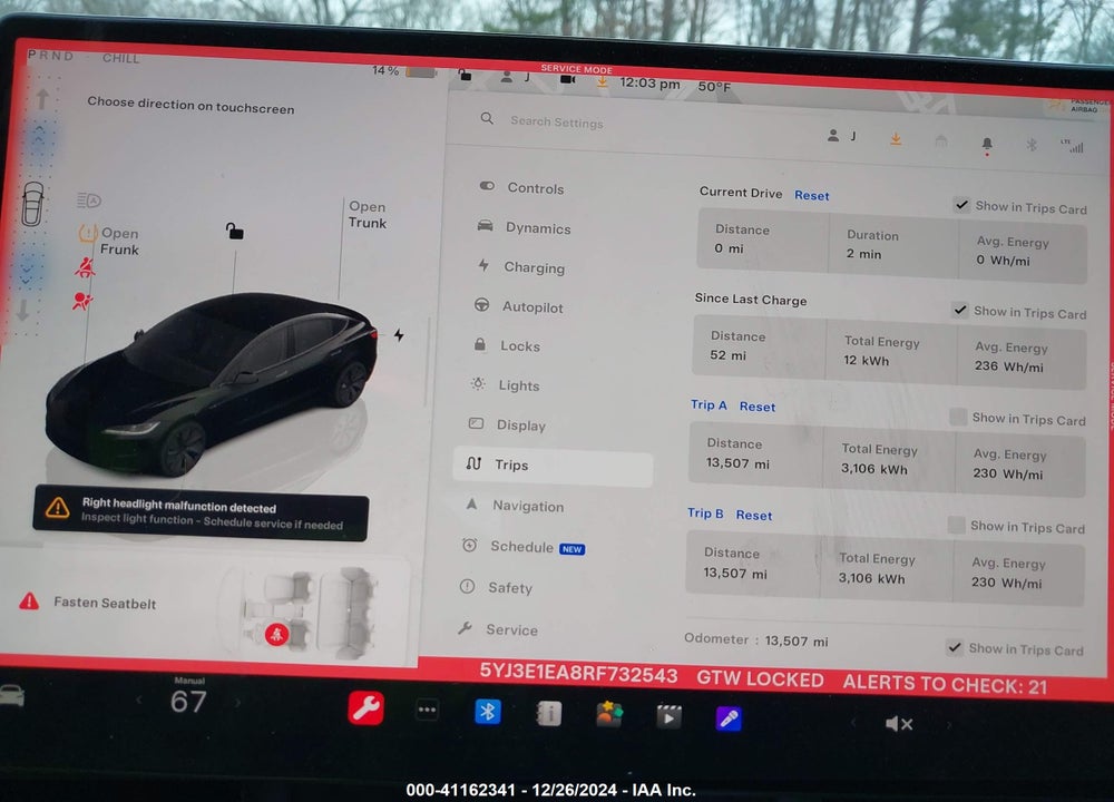 2024 TESLA MODEL 3 REAR-WHEEL DRIVE VIN: 5YJ3E1EA8RF732543