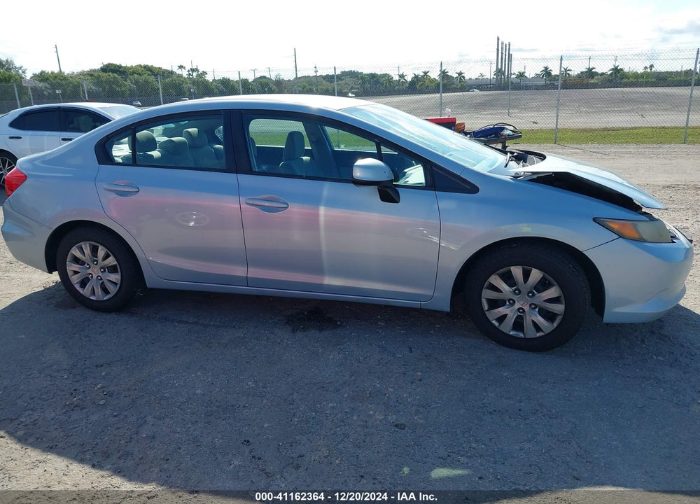 2012 HONDA CIVIC SDN LX VIN: 19XFB2F57CE066205