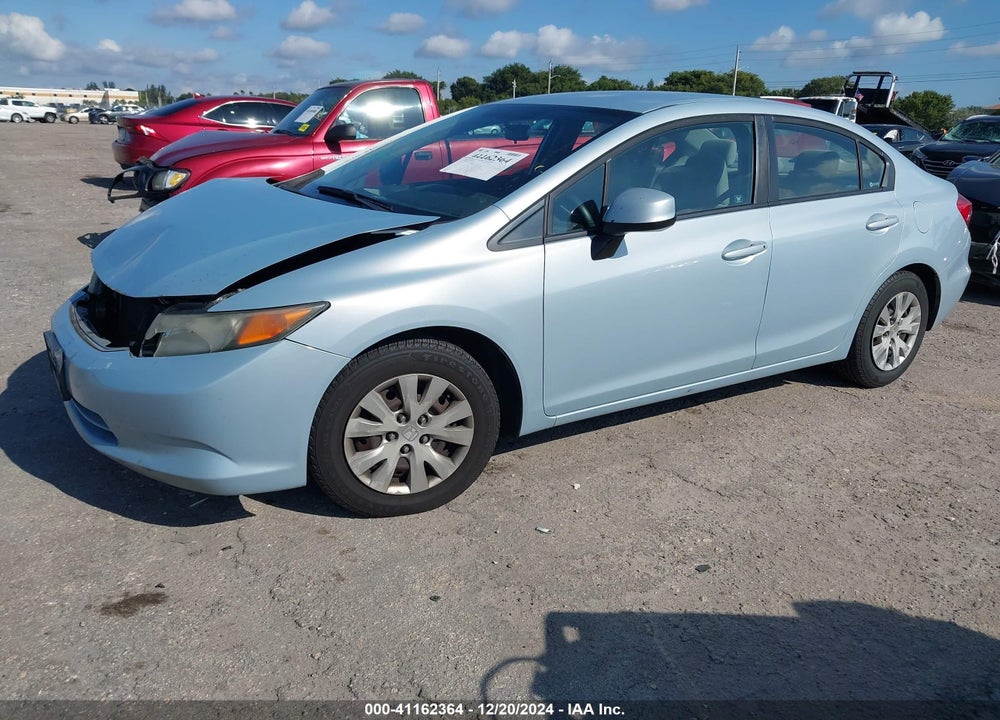 2012 HONDA CIVIC SDN LX VIN: 19XFB2F57CE066205