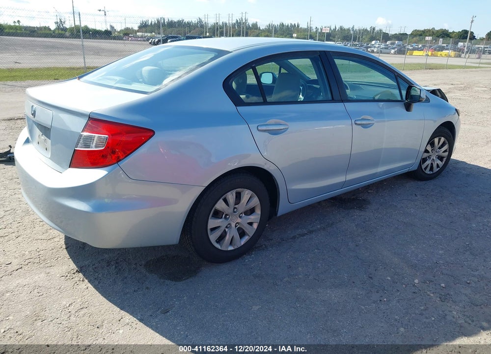 2012 HONDA CIVIC SDN LX VIN: 19XFB2F57CE066205