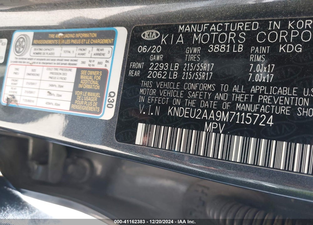 2021 KIA SELTOS S VIN: KNDEU2AA9M7115724