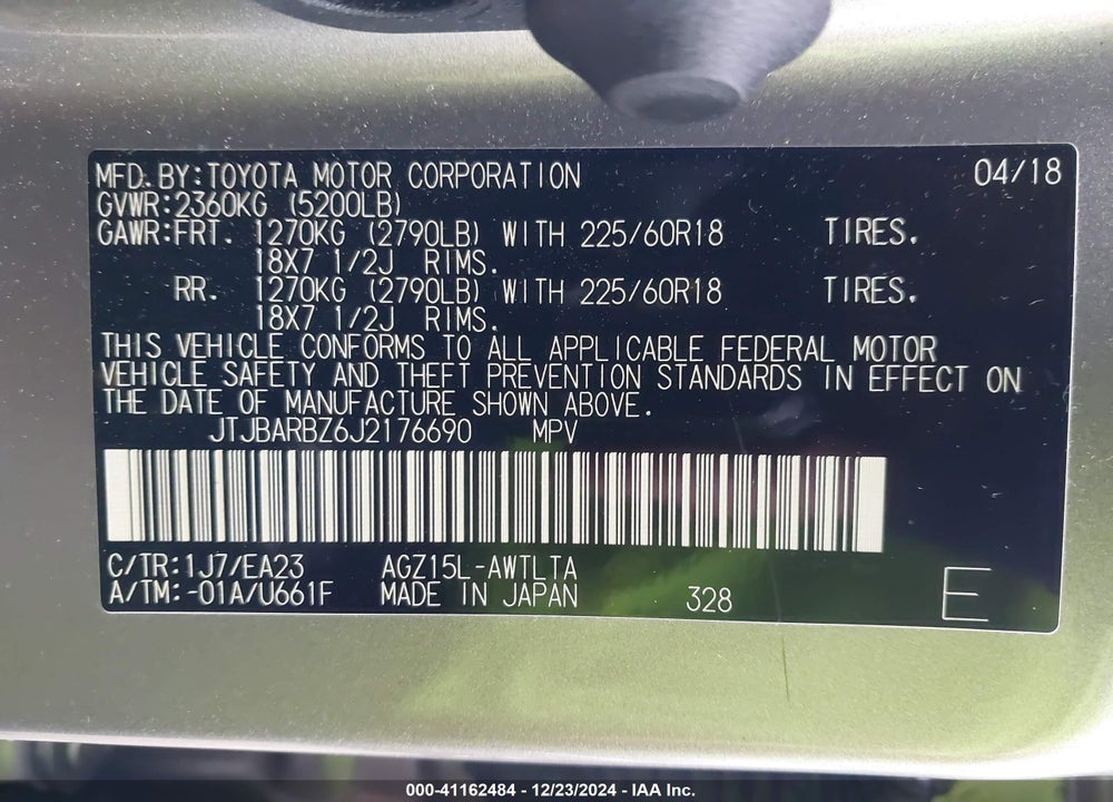 2018 LEXUS NX 300 VIN: JTJBARBZ6J2176690