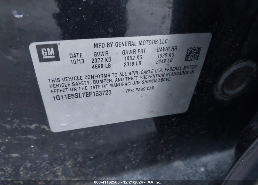 2014 CHEVROLET MALIBU LT VIN: 1G11E5SL7EF153725