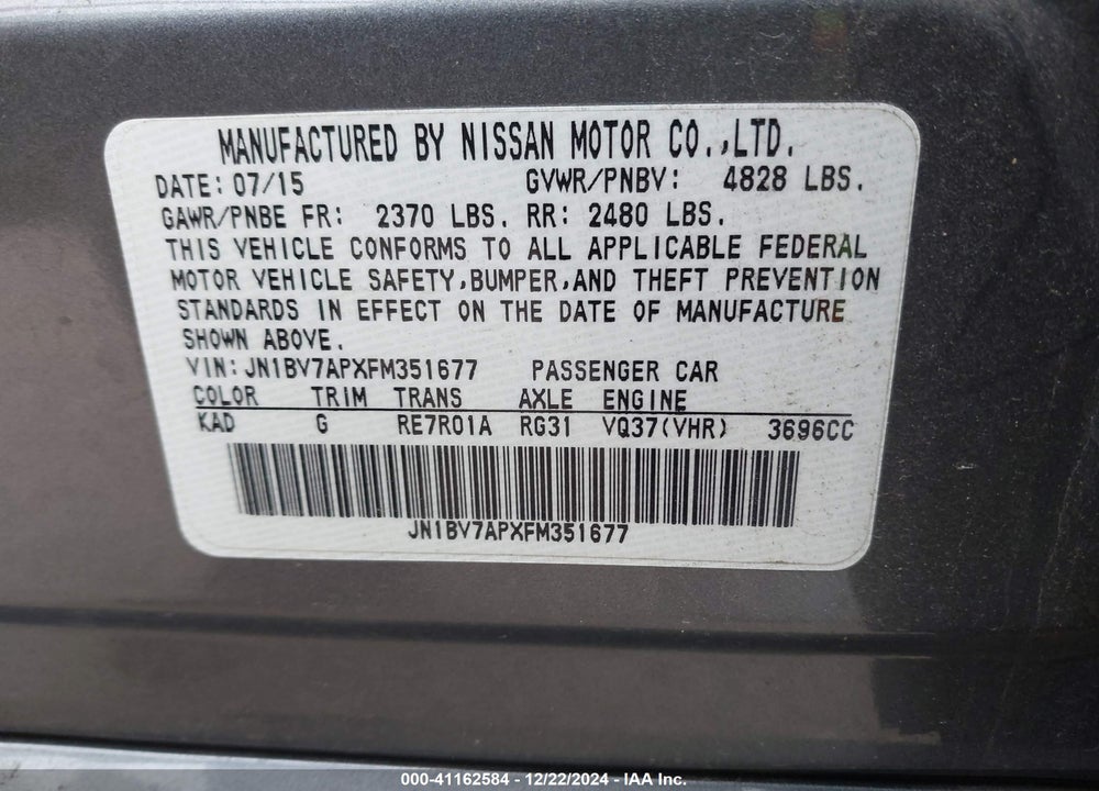 2015 INFINITI Q50 VIN: JN1BV7APXFM351677