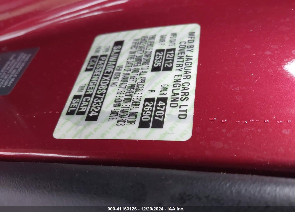 2013 JAGUAR XF VIN: SAJWA0E7XD8S73324