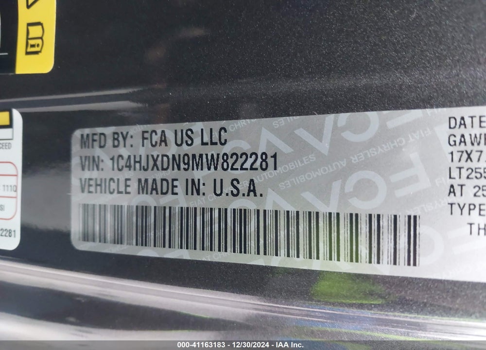 2021 JEEP WRANGLER UNLIMITED WILLYS 4X4 VIN: 1C4HJXDN9MW822281