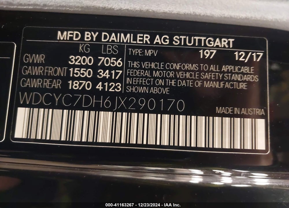 2018 MERCEDES-BENZ AMG G 63 4MATIC VIN: WDCYC7DH6JX290170