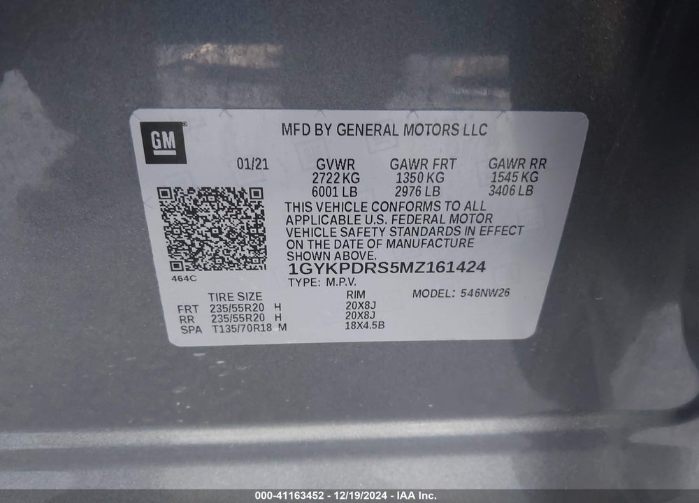 2021 CADILLAC XT6 AWD PREMIUM LUXURY VIN: 1GYKPDRS5MZ161424