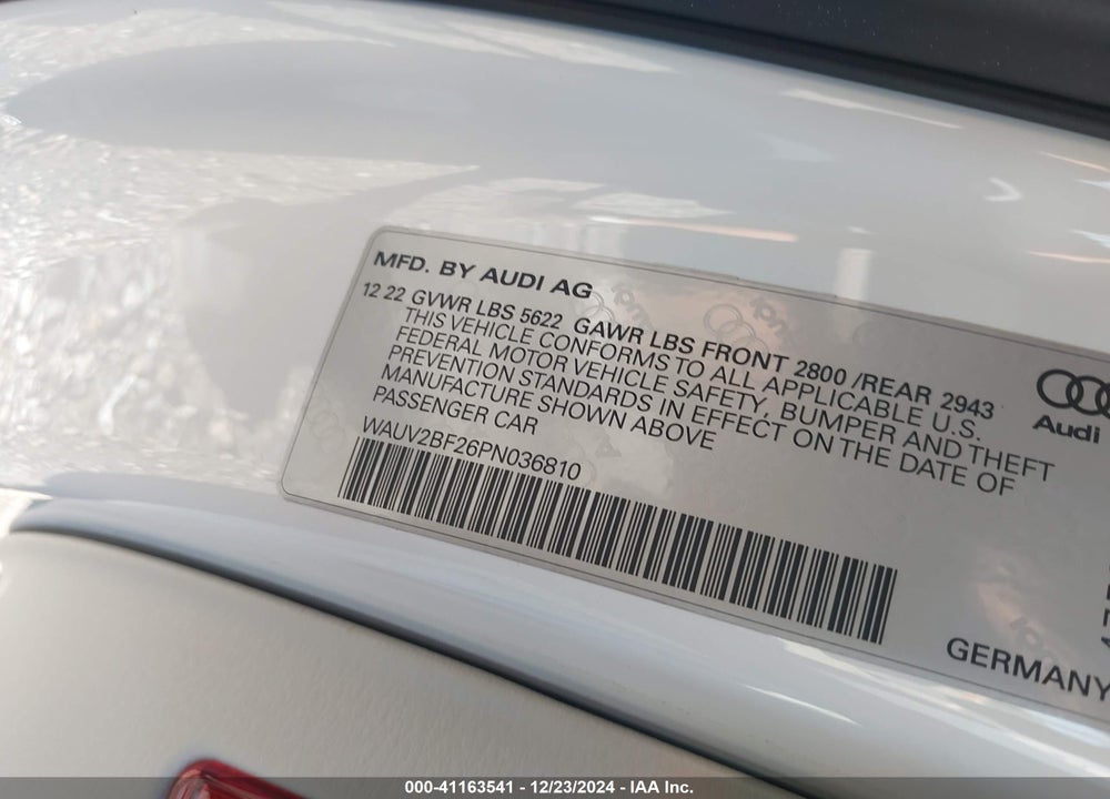 2023 AUDI A7 SPORTBACK VIN: WAUV2BF26PN036810