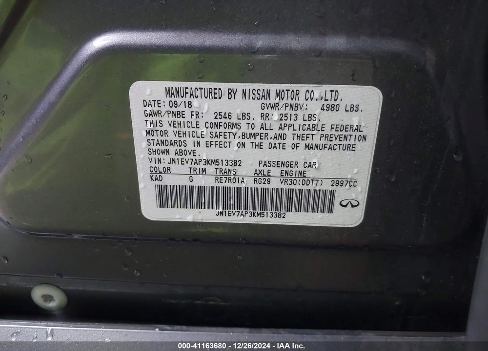 2019 INFINITI Q50 VIN: JN1EV7AP3KM513382