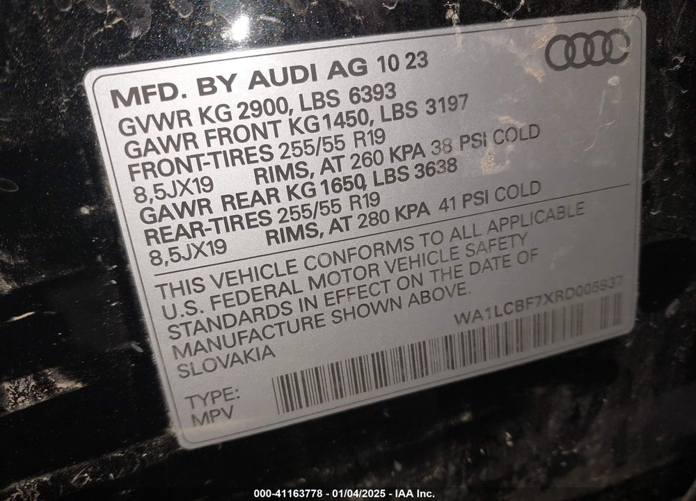 2024 AUDI Q7 PREMIUM PLUS 45 TFSI QUATTRO TIPTRONIC VIN: WA1LCBF7XRD005937