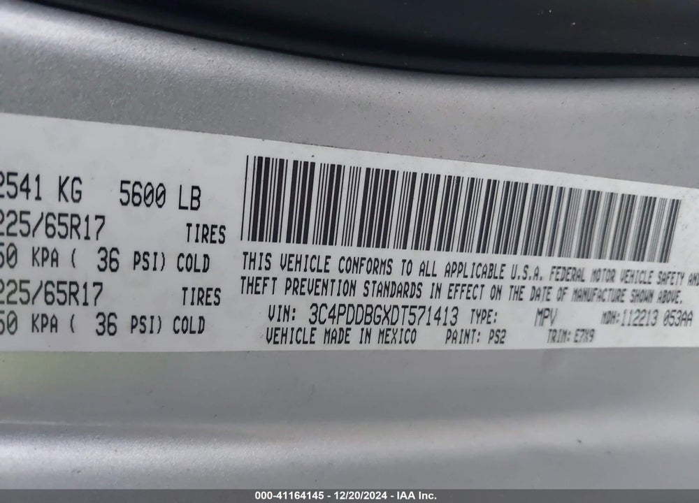2013 DODGE JOURNEY SXT VIN: 3C4PDDBGXDT571413
