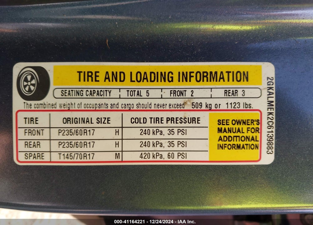 2012 GMC TERRAIN SLE-1 VIN: 2GKALMEK2C6139883