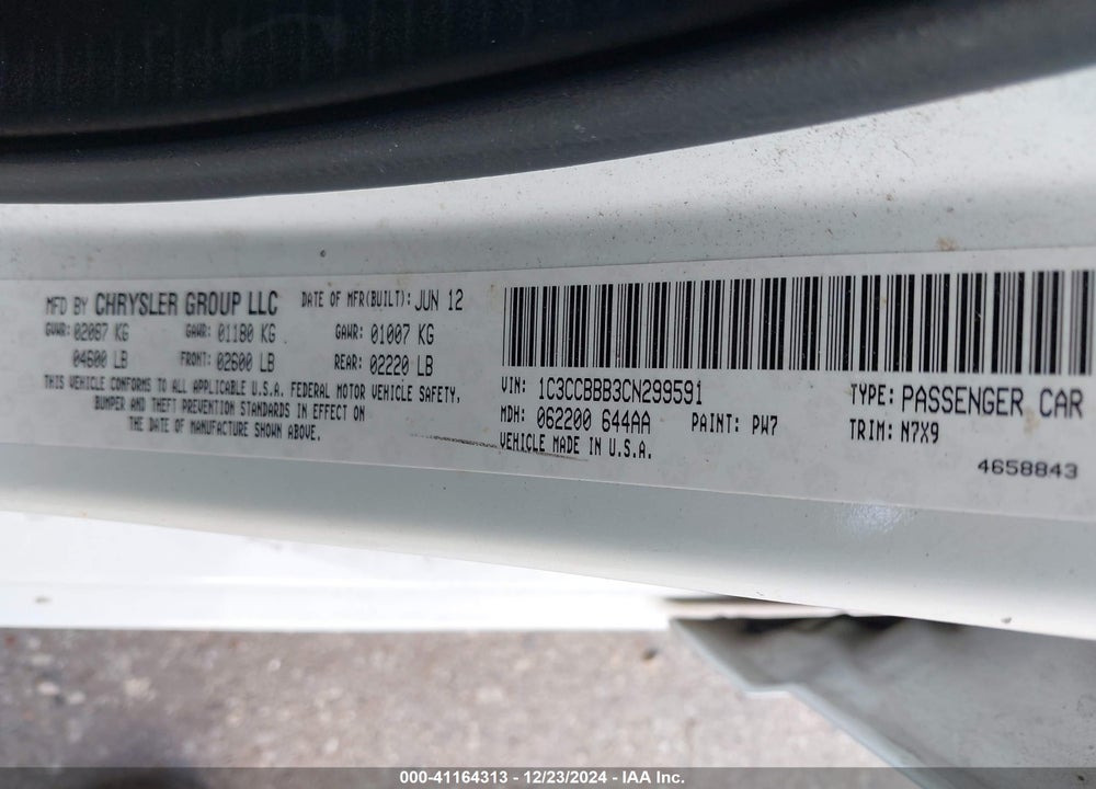 2012 CHRYSLER 200 TOURING VIN: 1C3CCBBB3CN299591