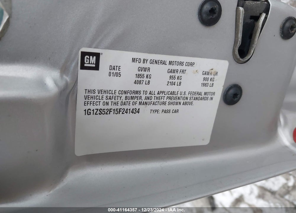 2005 CHEVROLET MALIBU VIN: 1G1ZS52F15F241434