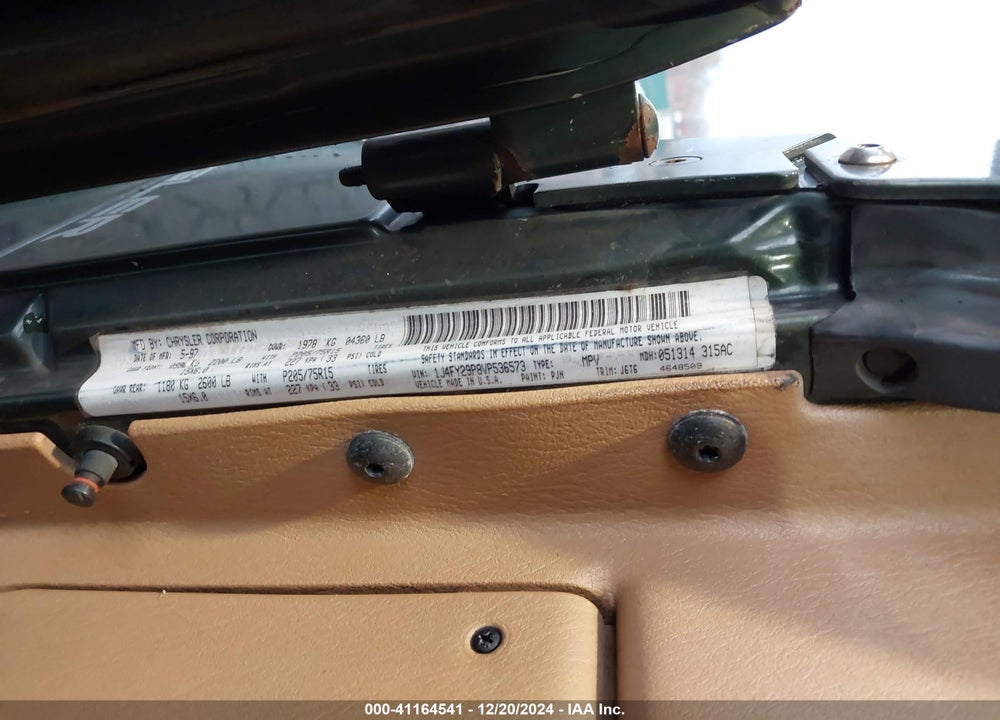 1997 JEEP WRANGLER SE VIN: 1J4FY29P8VP536573