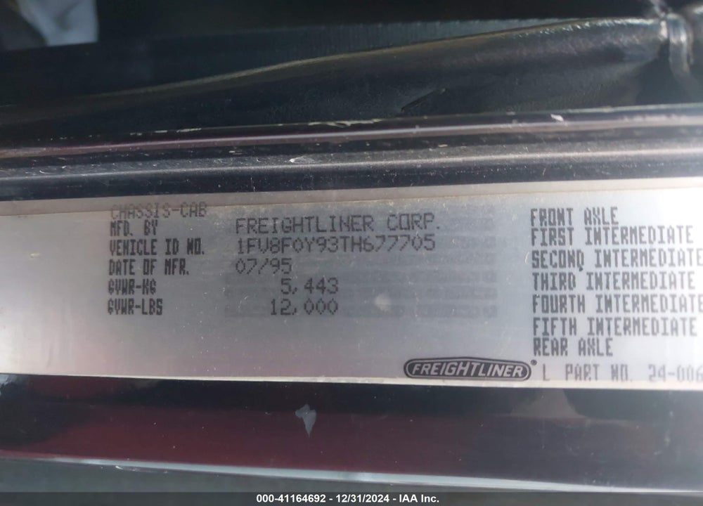 1996 FREIGHTLINER CONVENTIONAL FLD120 VIN: 1FV8F0Y93TH677705