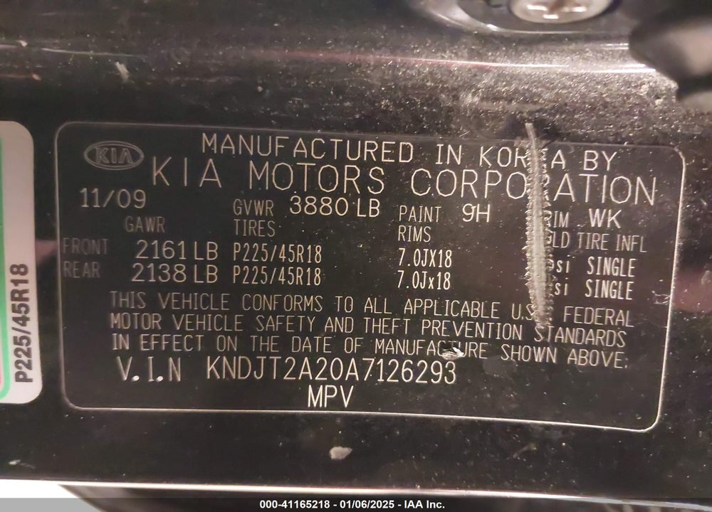 2010 KIA SOUL VIN: KNDJT2A20A7126293