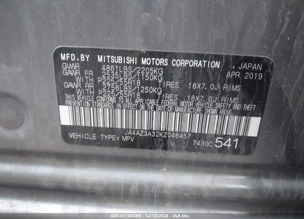 2019 MITSUBISHI OUTLANDER ES/LE/SE/SEL VIN: JA4AZ3A32KZ046457